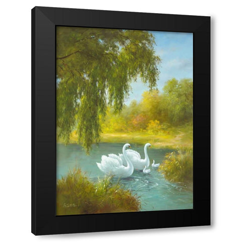 White Symphony I Black Modern Wood Framed Art Print with Double Matting by Smith, B.