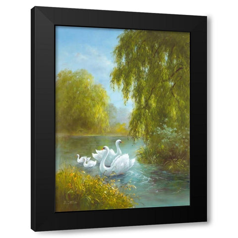 White Symphony II Black Modern Wood Framed Art Print with Double Matting by Smith, B.