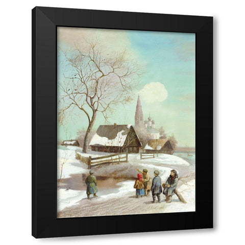 END OF WINTER Black Modern Wood Framed Art Print with Double Matting by Chairudinov, A.