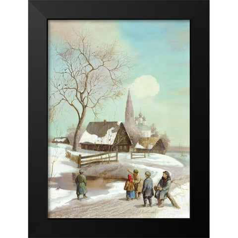 END OF WINTER Black Modern Wood Framed Art Print by Chairudinov, A.