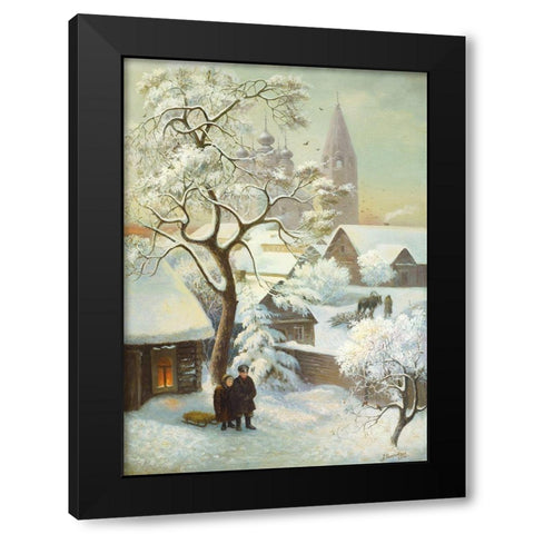A FREEZING DAY Black Modern Wood Framed Art Print by Chairudinov, A.