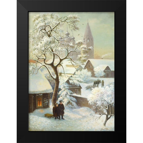 A FREEZING DAY Black Modern Wood Framed Art Print by Chairudinov, A.