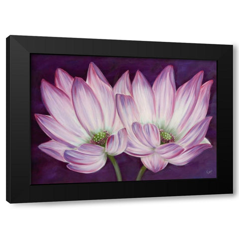 Purple Lotus Black Modern Wood Framed Art Print with Double Matting by Lake, Kaye