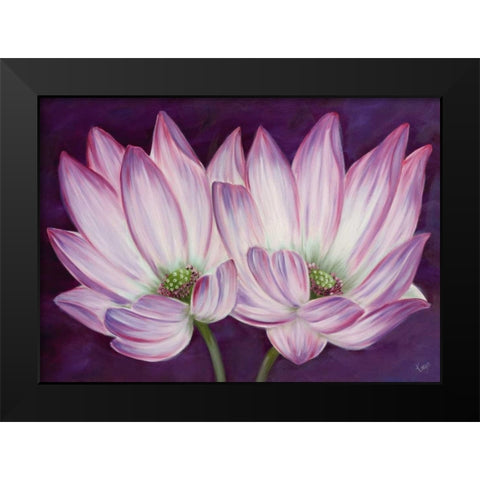 Purple Lotus Black Modern Wood Framed Art Print by Lake, Kaye
