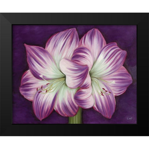 Purple Amaryllis Black Modern Wood Framed Art Print by Lake, Kaye