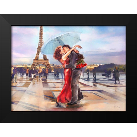 French Kiss Black Modern Wood Framed Art Print by Tarin, Michael