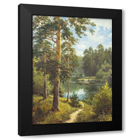 SLOWLY RIVER II Black Modern Wood Framed Art Print with Double Matting by Priscepa, Igor