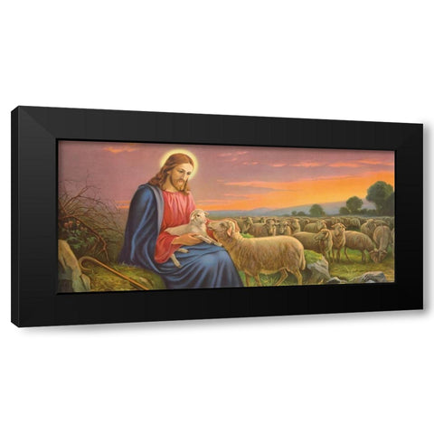 DER GUTE HIRTE Black Modern Wood Framed Art Print by Giovanni