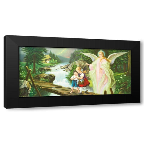 GUARDIAN ANGEL Black Modern Wood Framed Art Print by Lindberg