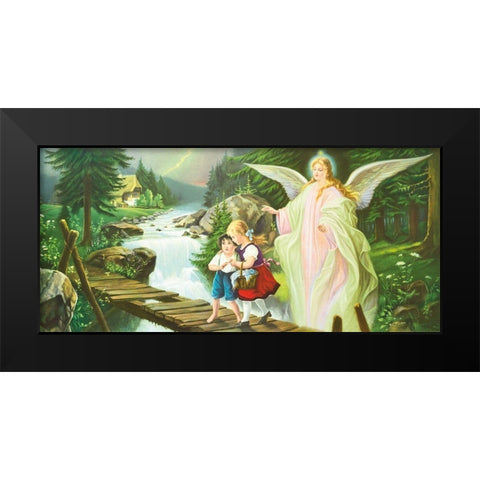 GUARDIAN ANGEL Black Modern Wood Framed Art Print by Lindberg