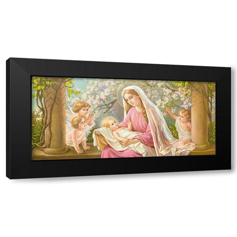 MARY WITH BLOSSOMS Black Modern Wood Framed Art Print by Giovanni