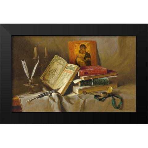 OLD BOOKS I Black Modern Wood Framed Art Print by Belkovskij, Igor