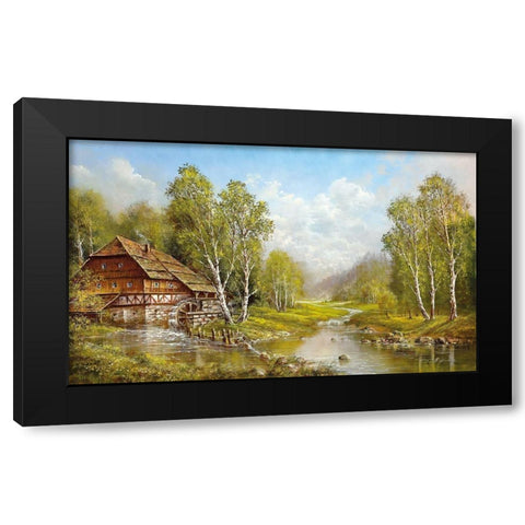 OLD MILL COTTAGE Black Modern Wood Framed Art Print by Glassl, Helmut