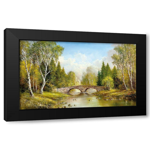 STONE BRIDGE Black Modern Wood Framed Art Print with Double Matting by Glassl, Helmut