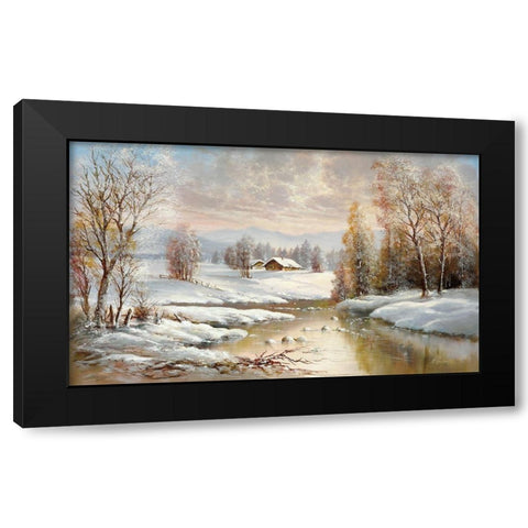 WINTER TWILIGHT Black Modern Wood Framed Art Print with Double Matting by Glassl, Helmut