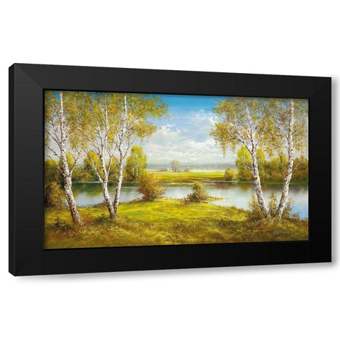 REFLECTIONS OF SPRING Black Modern Wood Framed Art Print with Double Matting by Glassl, Helmut