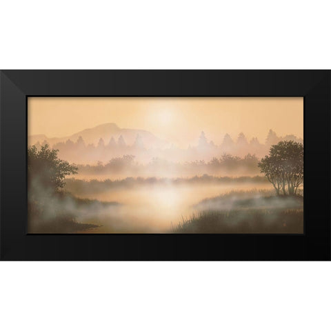 MISTY WATERS Black Modern Wood Framed Art Print by Walsh, Peter