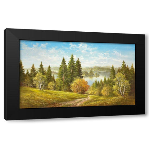 LAKE NEAR CERNIVCI Black Modern Wood Framed Art Print with Double Matting by Glassl, Helmut