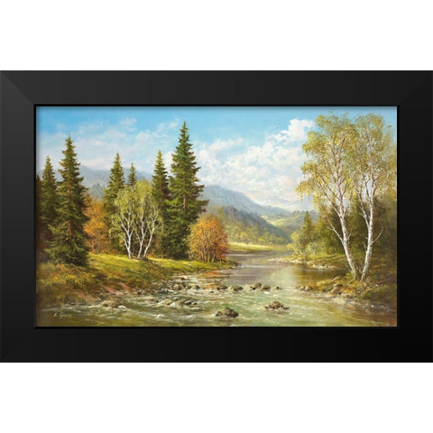 RIVER TISA BY RACHOV Black Modern Wood Framed Art Print by Glassl, Helmut