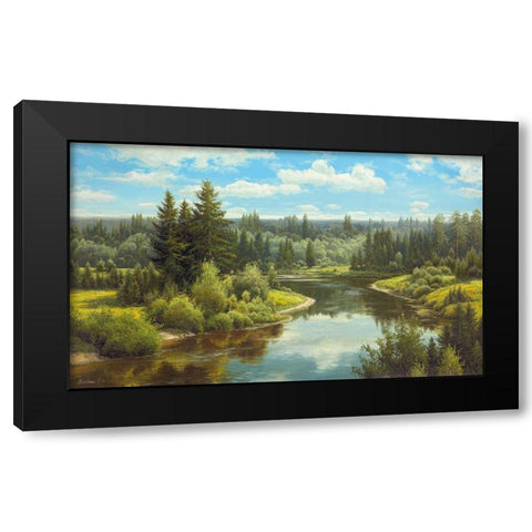 OVERLOOKING THE RIVER Black Modern Wood Framed Art Print by Priscepa, Igor