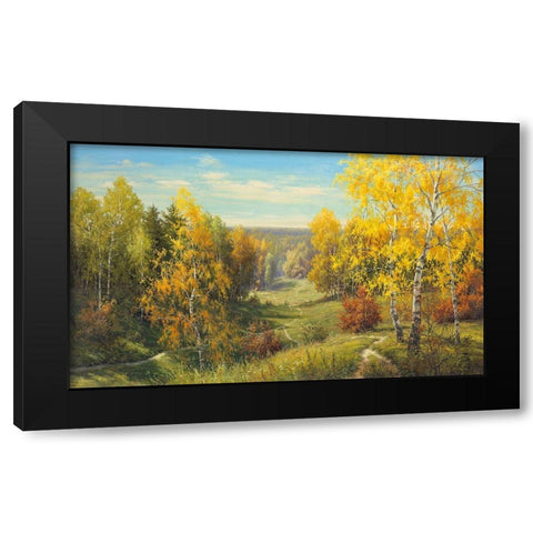 AUTUMN WAY II Black Modern Wood Framed Art Print by Priscepa, Igor