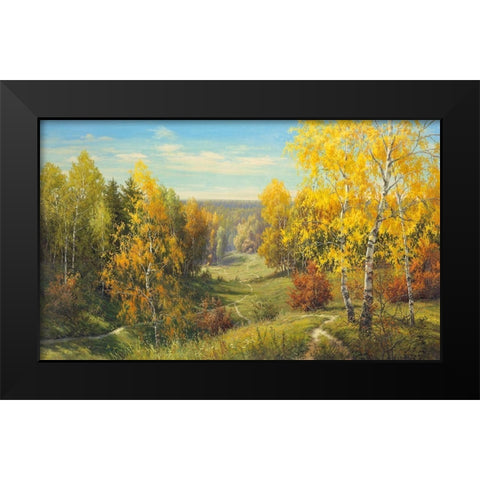 AUTUMN WAY II Black Modern Wood Framed Art Print by Priscepa, Igor