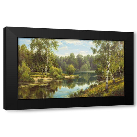 SLOWLY RIVER I Black Modern Wood Framed Art Print by Priscepa, Igor