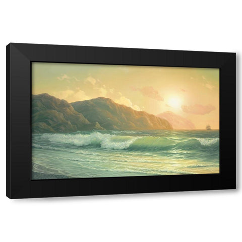 HIGH TIDE Black Modern Wood Framed Art Print with Double Matting by Slava