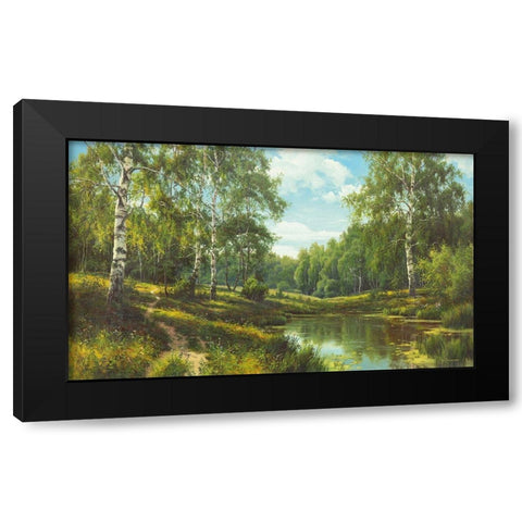 SLOW RIVER III Black Modern Wood Framed Art Print by Priscepa, Igor