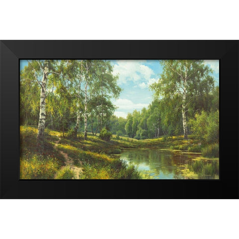 SLOW RIVER III Black Modern Wood Framed Art Print by Priscepa, Igor