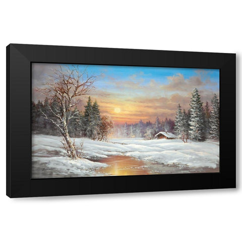 TUNDRA NIGHT Black Modern Wood Framed Art Print with Double Matting by Glassl, Helmut