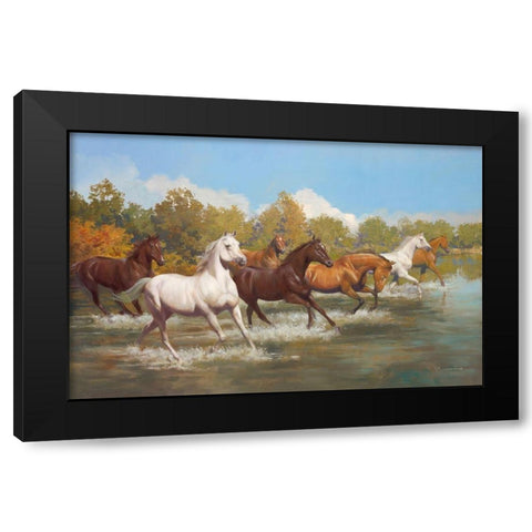 STAMPEDE Black Modern Wood Framed Art Print with Double Matting by Lombardo, Spartaco