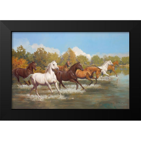 STAMPEDE Black Modern Wood Framed Art Print by Lombardo, Spartaco