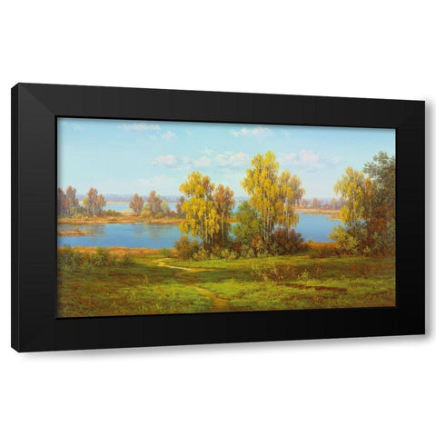 AUTUMN Landscape Black Modern Wood Framed Art Print by Slava