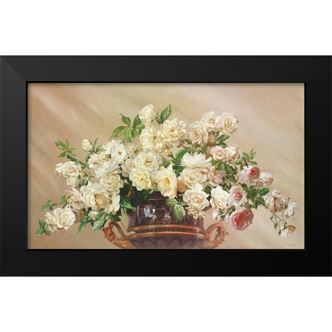 WHITE ROSES Black Modern Wood Framed Art Print by Buzin, Igor
