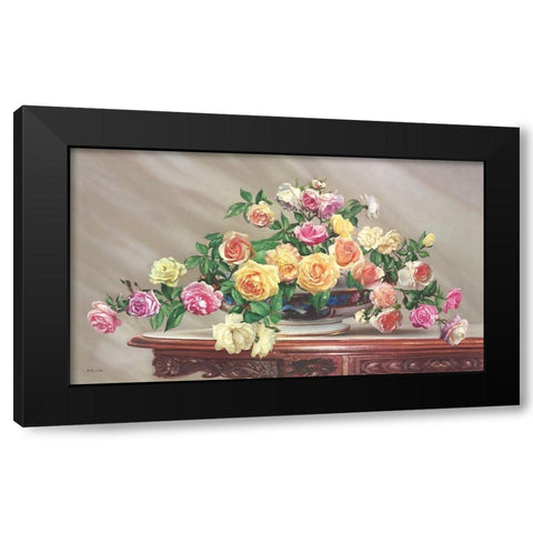 BOUQUET OF ROSES Black Modern Wood Framed Art Print with Double Matting by Buzin, Igor