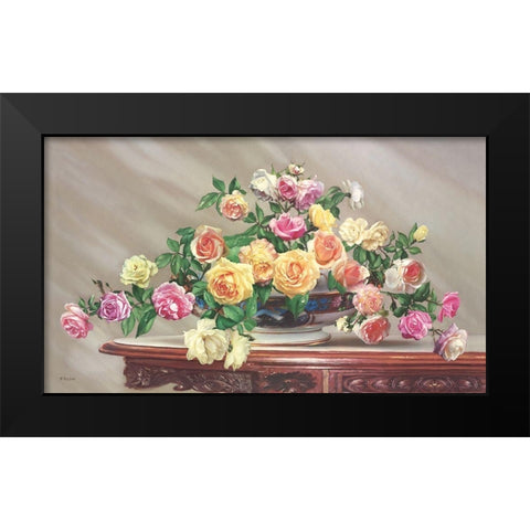 BOUQUET OF ROSES Black Modern Wood Framed Art Print by Buzin, Igor