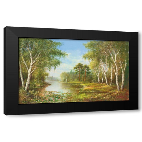SECLUDED POND Black Modern Wood Framed Art Print by Glassl, Helmut