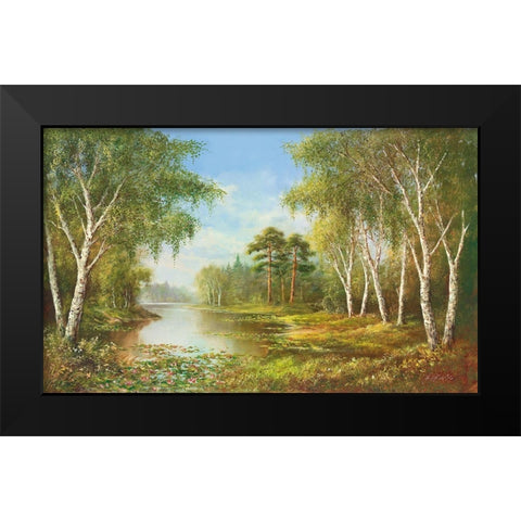 SECLUDED POND Black Modern Wood Framed Art Print by Glassl, Helmut
