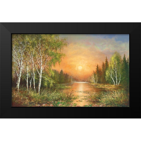 SIBERIAN SUNSET Black Modern Wood Framed Art Print by Glassl, Helmut