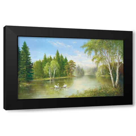 Beautiful Lake Black Modern Wood Framed Art Print by Glassl, Helmut