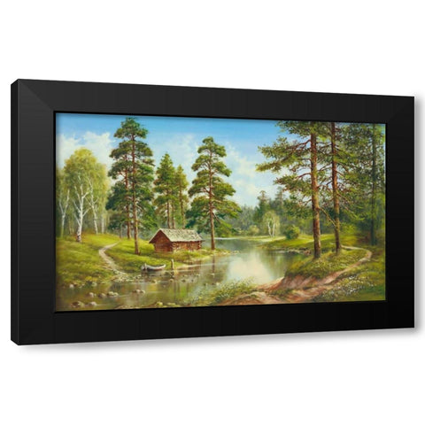 Ideal Retreat Black Modern Wood Framed Art Print with Double Matting by Glassl, Helmut
