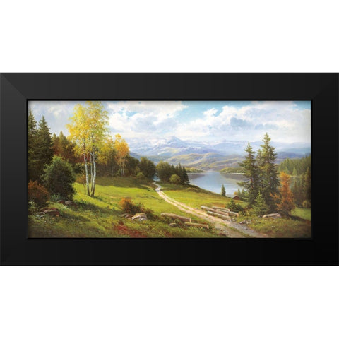 VORGEBIRGE Black Modern Wood Framed Art Print by Weber, Max