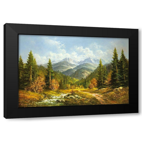 BROOK IN THE MOUNTAINS Black Modern Wood Framed Art Print by Glassl, Helmut