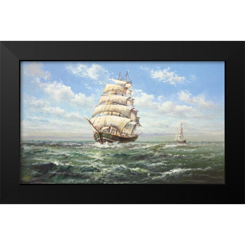 Full Speed Ahead II Black Modern Wood Framed Art Print by Glassl, Helmut
