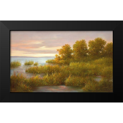 MISTY LAKE I Black Modern Wood Framed Art Print by Fasani