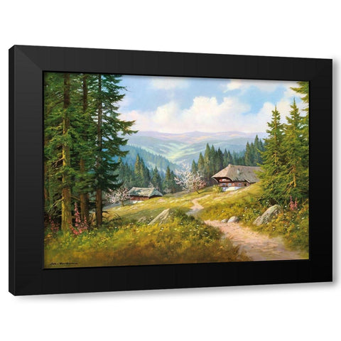 IN THE BLACK FOREST Black Modern Wood Framed Art Print by Bochmann, Joh.