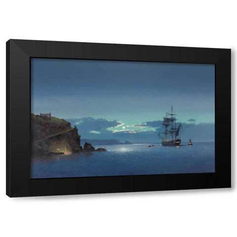Carribean Night Black Modern Wood Framed Art Print by Jason