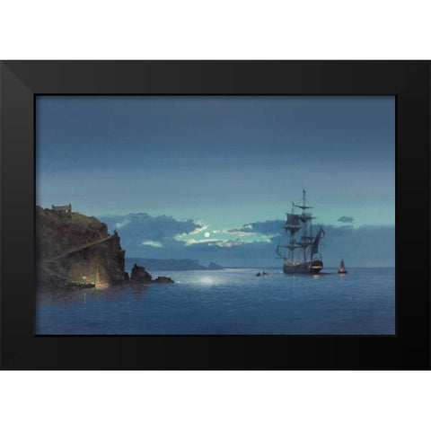 Carribean Night Black Modern Wood Framed Art Print by Jason