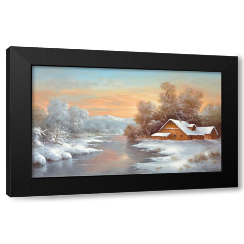 WINTER AT LAKE LADOGA Black Modern Wood Framed Art Print with Double Matting by Smith, B.